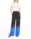 The Row Avant Ombré Relaxed Silk Shantung Pants In Black/electric Bl