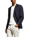 Boglioli Men's Solid Wool Hopsack Blazer In Navy-0780