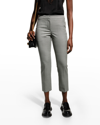 Alexander Mcqueen Houndstooth Crop Cigarette Trousers In Lead/ivory