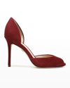 Veronica Beard Gadot Suede Peep-toe Pumps In Maroon Red Suede