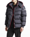 Moncler Blue Amarante Hooded Quilted Jacket In Navy