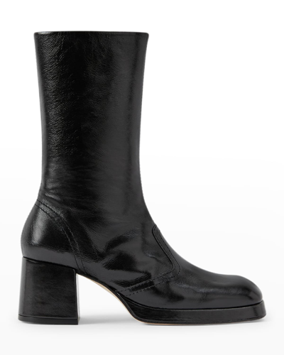 Miista Cass Calfskin Block-heel Boots In Dark Brown | ModeSens