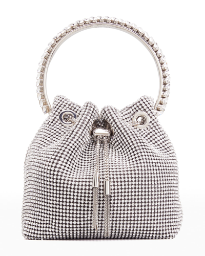 Jimmy Choo Bon Bon Crystal Top-handle Bag In Silver