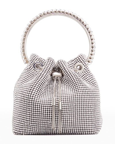 Jimmy Choo Bon Bon Satin Crystal Mesh With Crystal In Gray