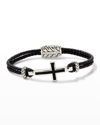 David Yurman Men's Exotic Stone Cross Station Leather Bracelet With Silver, 26mm