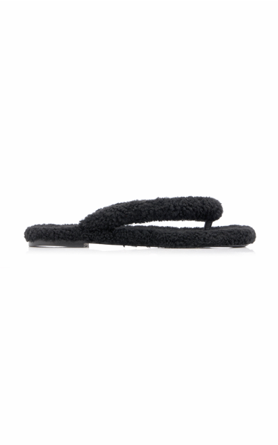 Staud Black Rio Shearling Sandal