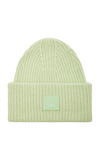 Acne Studios Pansy Face-patch Stretch-wool Beanie In Green