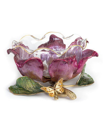 Jay Strongwater Large Flower Bowl In Multi Colors