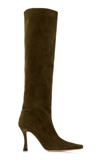 Staud Cami Suede Knee Boots In Green