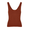 Vince Brown Ribbed Cotton-blend Tank In Brown