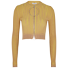 PACO RABANNE TWO-TONE RIBBED COTTON-BLEND CARDIGAN