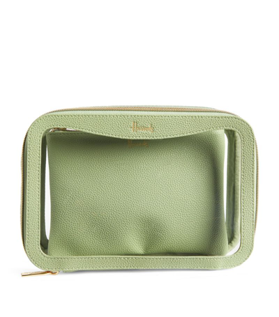 Harrods Transparent Oxford Cosmetic Bag In Green