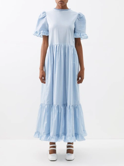 Horror Vacui Pari Cotton-poplin Maxi Dress In Light Blue