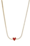 Gabi Rielle Red Heart Pavé Choker Necklace In Gold