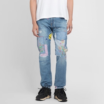 Kapital Okabilly Straight-leg Patchwork Embroidered Jeans In Light Blue