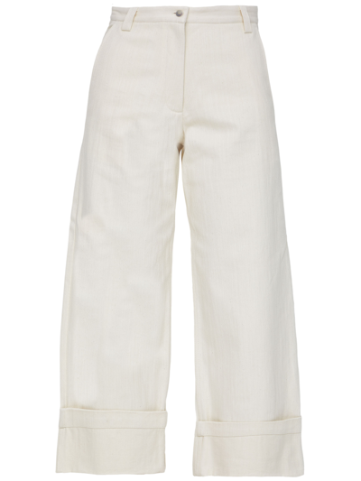 MONCLER CREAMCOLORED DENIM JEANS