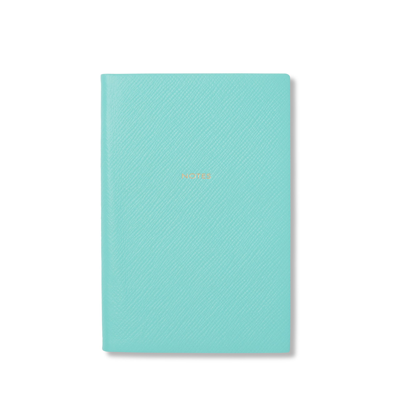 Smythson Notes Chelsea Notebook In Panama In Aquamarine