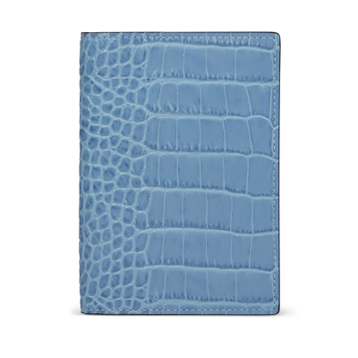 Smythson Passport Cover In Mara In Nile Blue