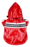 Pet Life Reflecta Glow Reflective Waterproof Adjustable Raincoat In Red