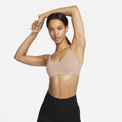 Nike Women's Alate Minimalist Light-support Padded Sports Bra In Desert Dust/ Red Bark
