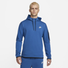 Nike Sportswear Tech Fleece Men's Pullover Hoodie In Dark Marina Blue,light Bone
