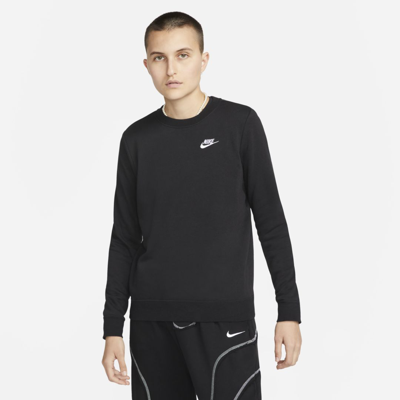 Nike Women's  Sportswear Club Fleece Crew-neck Sweatshirt In Black/white