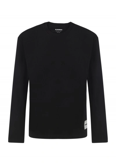 Jil Sander Long-sleeved Cotton T-shirt In Black