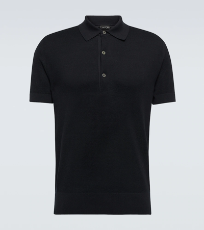 Tom Ford Garment-dyed Cotton-piqué Polo Shirt In Black