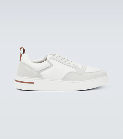 Loro Piana Newport Walk Suede And Shell Sneakers In White