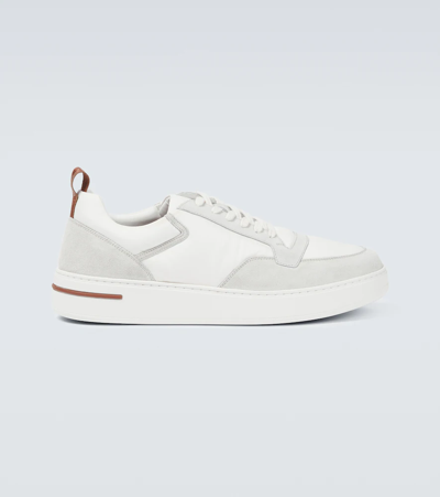 Loro Piana Newport Walk Suede And Shell Trainers In White