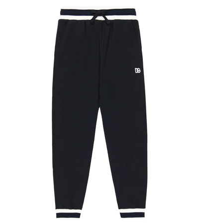 Dolce & Gabbana Kids' Logo-patch Contrast-trim Sweatpants In Black