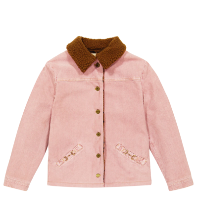 Gucci Kids' Horsebit Cotton Corduroy Jacket In Antique Rose/mix