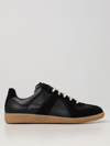 Maison Margiela Replica Leather Sneakers In Black