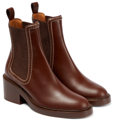 Chloé Mallo Calf-leather Ankle Boots In Braun