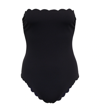 Marysia Chesapeake Reversible Strapless Scalloped Stretch-crepe Swimsuit In Black Indigo
