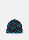 VERSACE LA GRECA RIBBED BEANIE, FEMALE, FUCHSIA+TURQUOISE, ONE SIZE