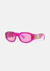 Versace 53mm Rectangular Sunglasses In Fuchsia