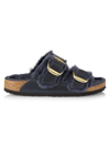 Birkenstock Arizona Big Buckle Shearling-lined Leather Sandals In Midnight