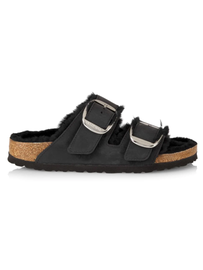 Birkenstock Arizona Shearling-lined Suede Sandals In Black