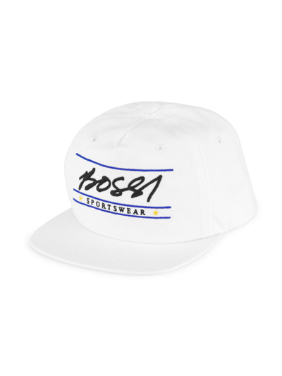 Bossi Men's 3 Bar/2star Logo Snapback Hat In White