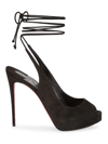Christian Louboutin Nvp Suede Lace-up Sandals In Black