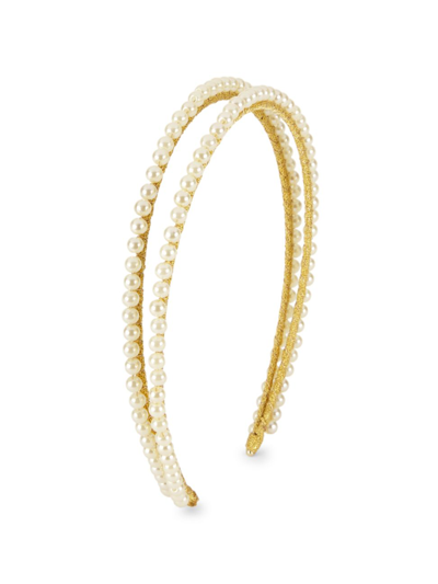 Jennifer Behr Gitta Pearl Double-band Headband In White