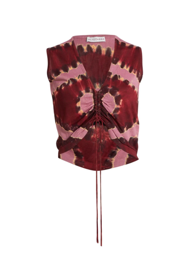 Altuzarra Women's Jofur Shibori-print Jersey Cropped Top In Burnt Red Shibori