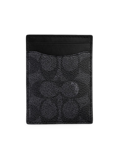 Coach Monogram Money Clip Card Case In Charcoal