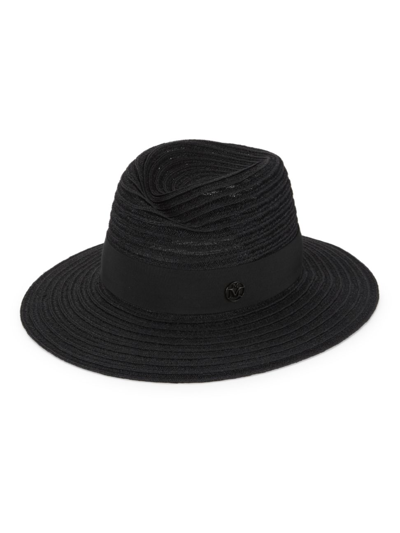Maison Michel Virginie Straw Fedora Hat In Black