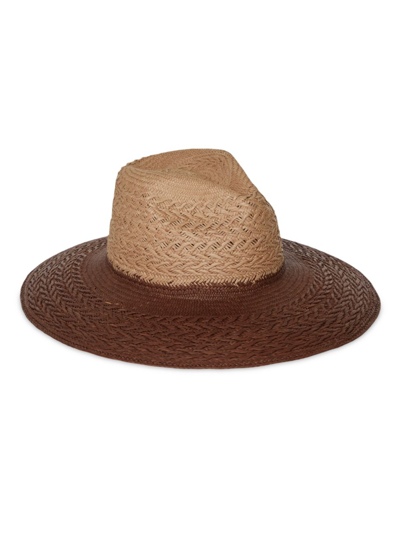 Freya Redwood Two-tone Straw Fedora In Beige