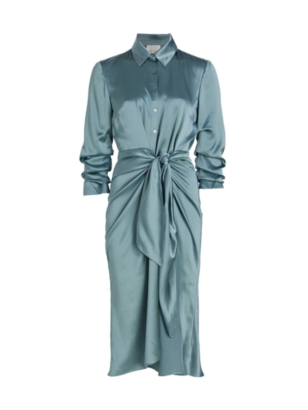 jacey silk knotted shirt dress Cinq À Sept Jacey Silk Knotted Shirt Dress In Ocean Dew