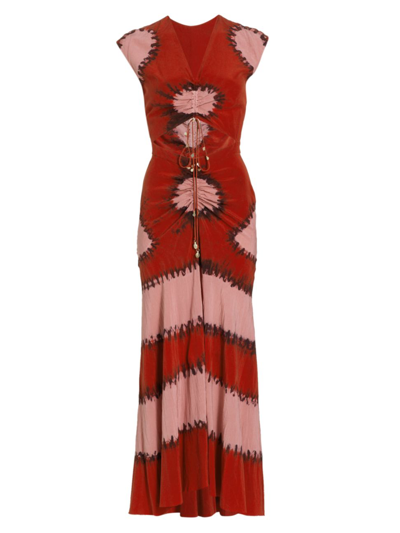 Altuzarra Seaside Striped Maxi Dress In Burnt Red