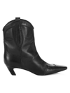 Khaite Leather Arizona Heeled Ankle Boots 50 In Black