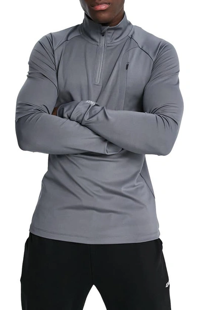 Asos Design 4505 Icon Muscle Fit Training Sweatshirt With 1/4 Zip-grey